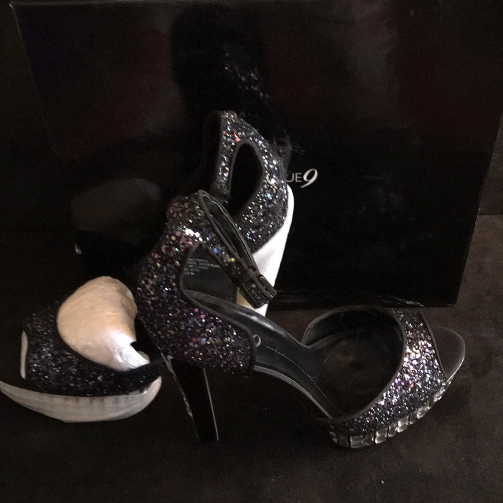Boutique 9-Crystal and sparkle platform high heel